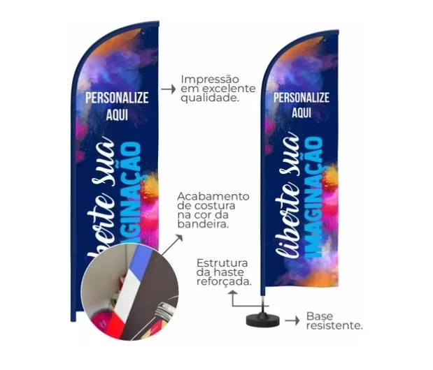 Wind Banner Personalizado Kit Completo Sua Marca 2m